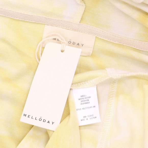 NWT Melloday Women's French Terry Tie Dye Hooded Pullover Top Medium Yellow - Picture 4 of 5
